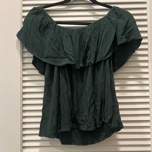 American Threads Dark Green Off-Shoulder Blouse